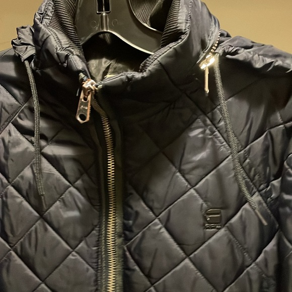 G-STAR RAW Sz xl Meffic Quilted Bomber Jacket Overshirt Black Collar Hidden Hood - Picture 7 of 8